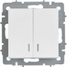 Выключатель 2-клавишный IEK СП BRITE R-V20-1-10-K91 ВС10-2-1-БрАБ 10А с индикацией механизм арктич. белый BR-V20-1-10-K91